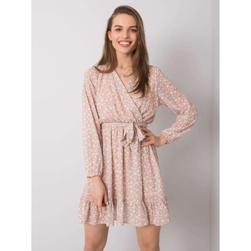 Dámske volánové šaty Eunika OCH BELLA beige