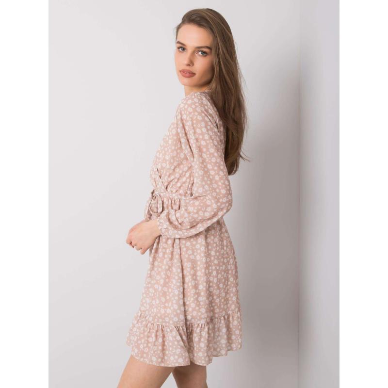 Dámske volánové šaty Eunika OCH BELLA beige