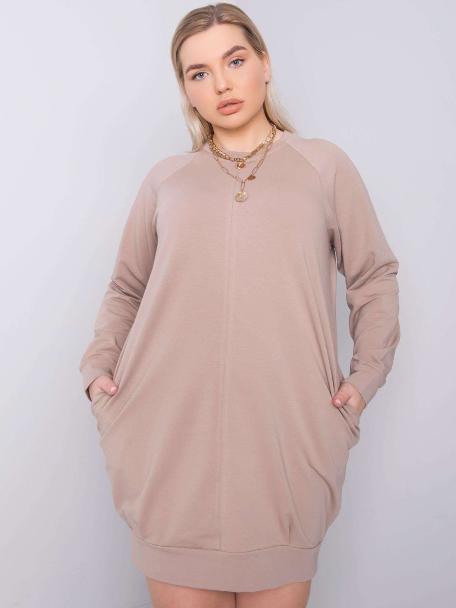 Dámske plus size šaty ARIADNE dark beige