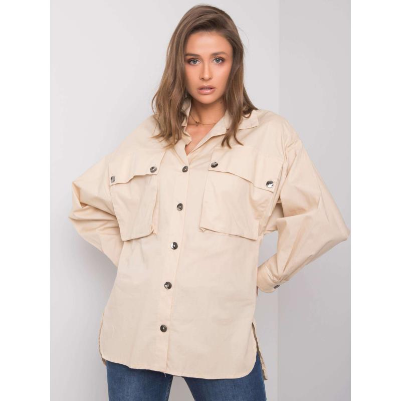 Női ing zsebekkel Elora RUE PARIS bézs bézs színű