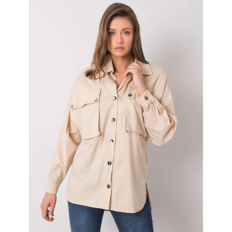 Női ing zsebekkel Elora RUE PARIS bézs bézs színű
