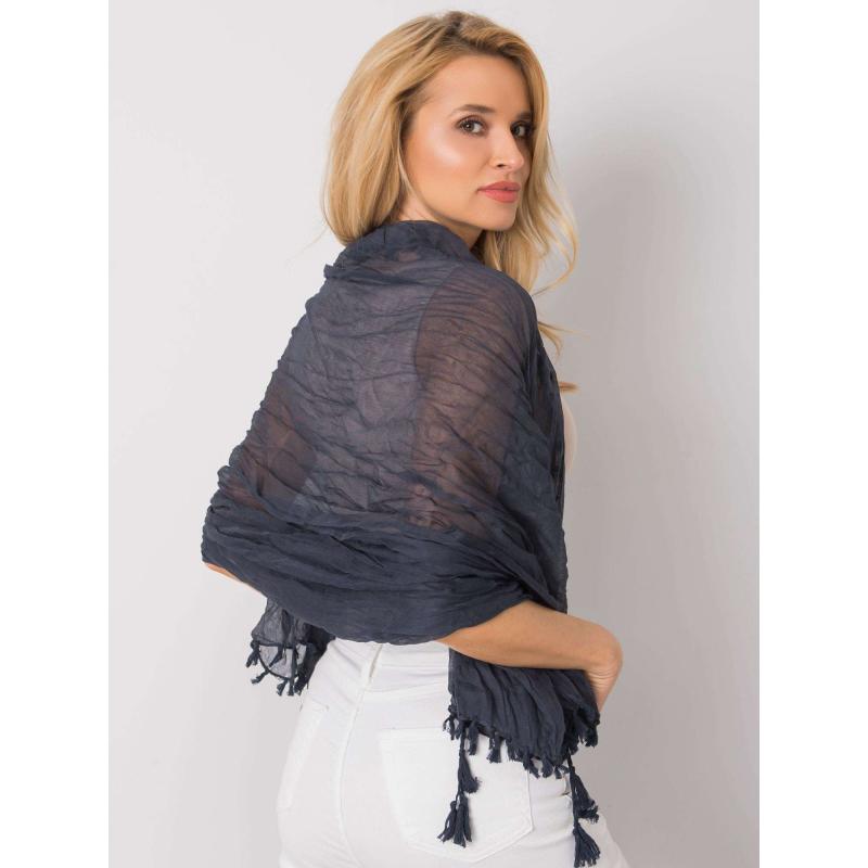 Női sál bojtokkal JAXSON tengerészkék