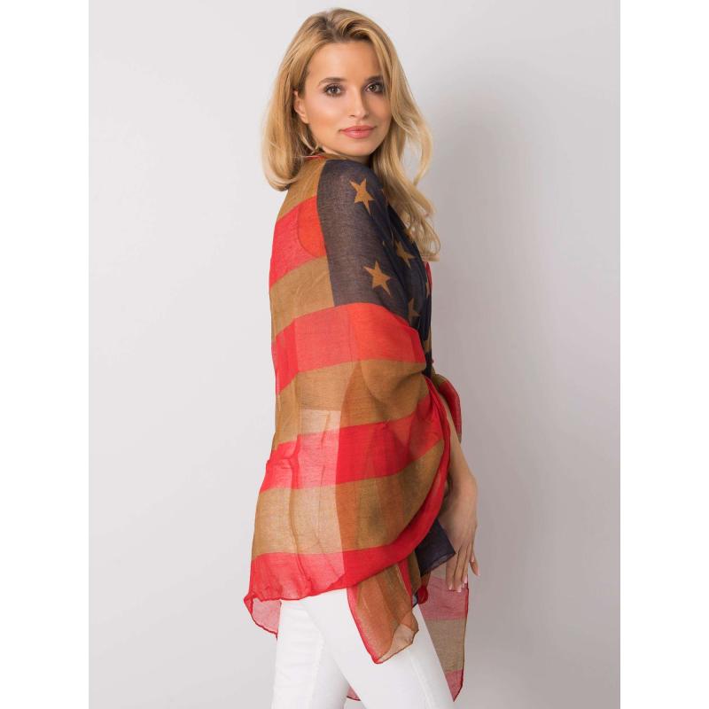 Női nyomtatott sál BROCK piros-barna