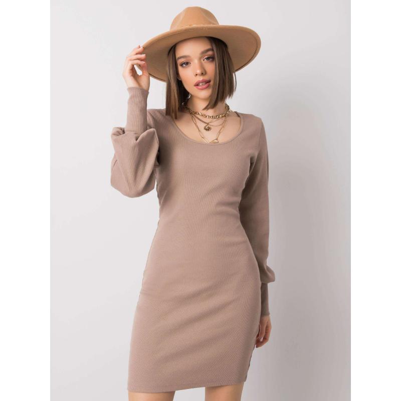 Dámské šaty bavlněné Alvine RUE PARIS tmavě béžové 