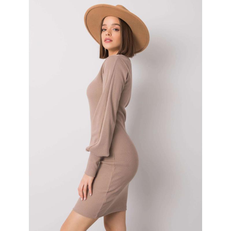 Dámské šaty bavlněné Alvine RUE PARIS tmavě béžové 