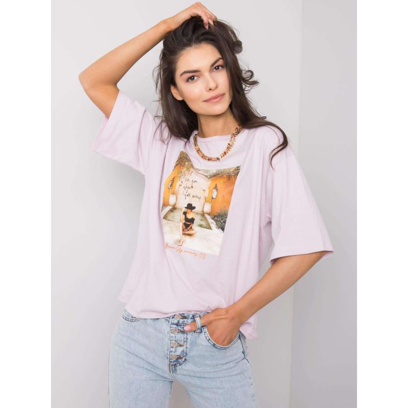 Női póló nyomtatott lila Morris világos rózsaszínű
