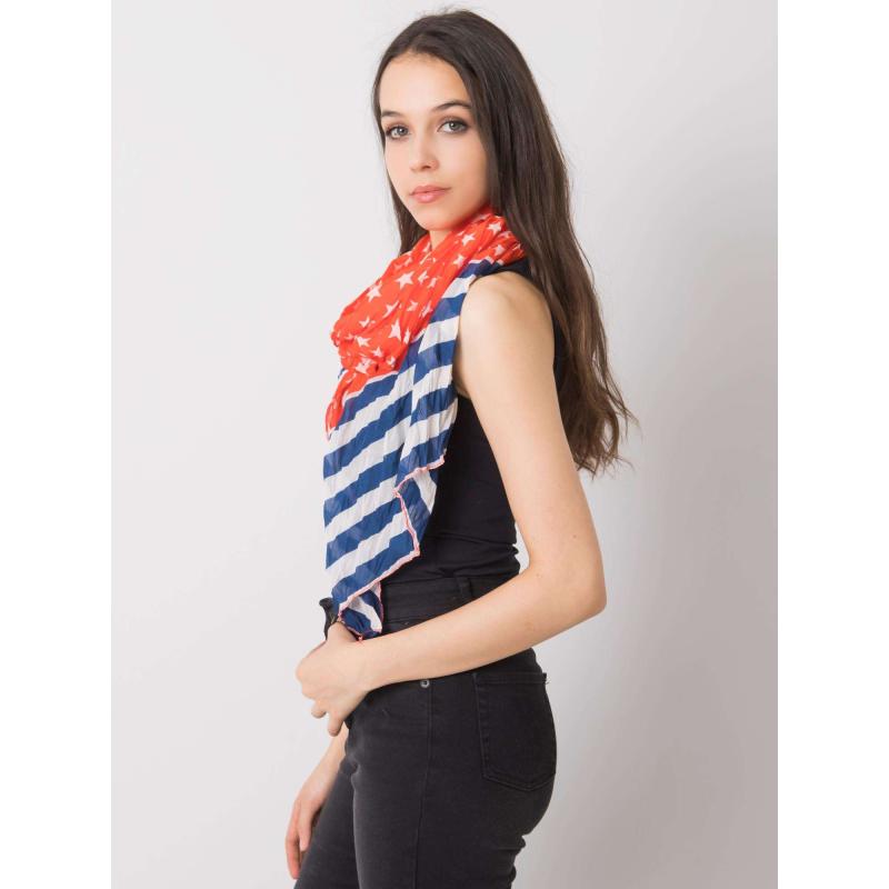 Dámsky šál s potlačou RODOLFO červenej a tmavomodrej farby