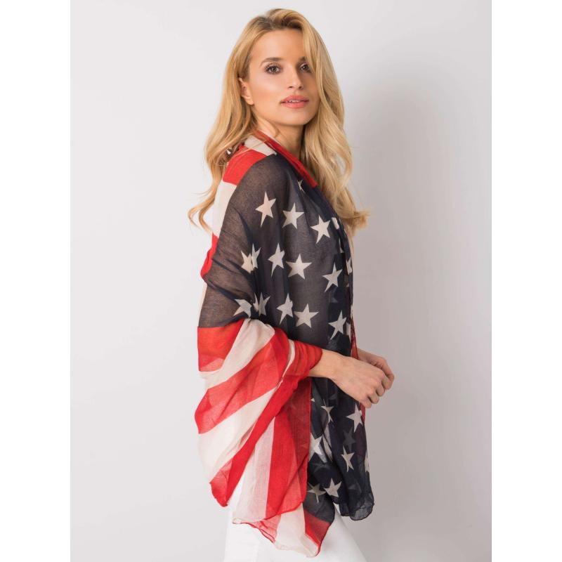 Női nyomtatott sál AMOS piros és bézs színben