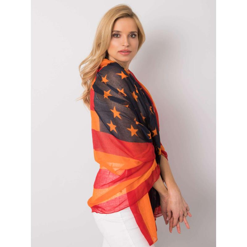 Női nyomtatott sál KORBIN piros és narancssárga