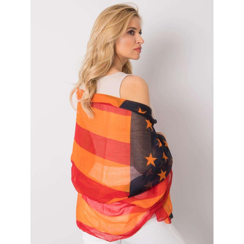 Női nyomtatott sál KORBIN piros és narancssárga