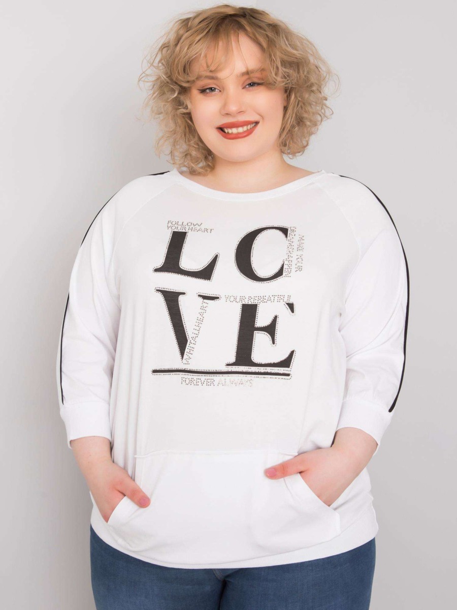 Dámska plus size blúzka s vreckom MEG biela