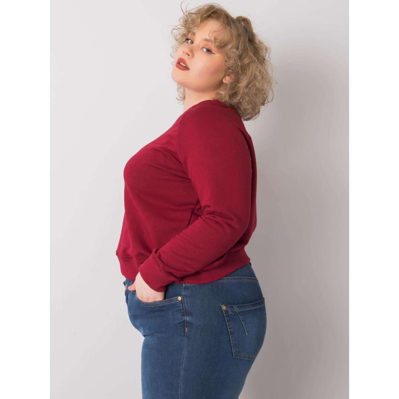 Női plus size pamut pulóver DONNA bordó