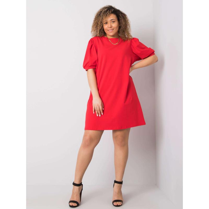 Dámské šaty bavlněné plus size JASMINE červené 