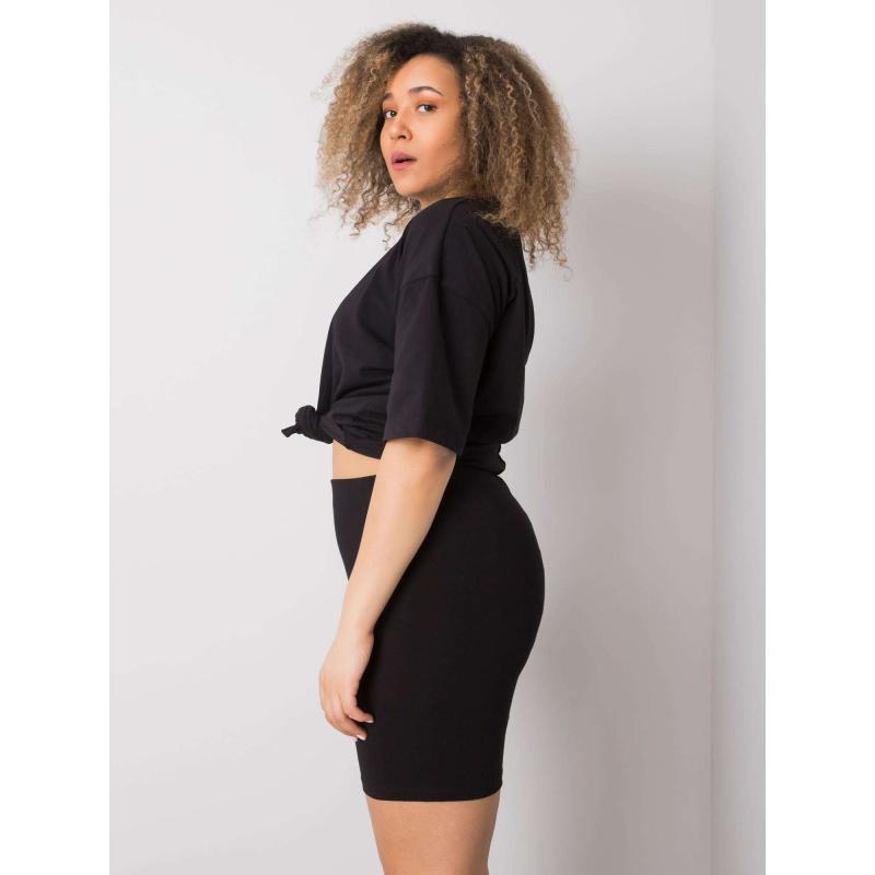 Női pamut plus size rövidnadrág ALESSIA fekete