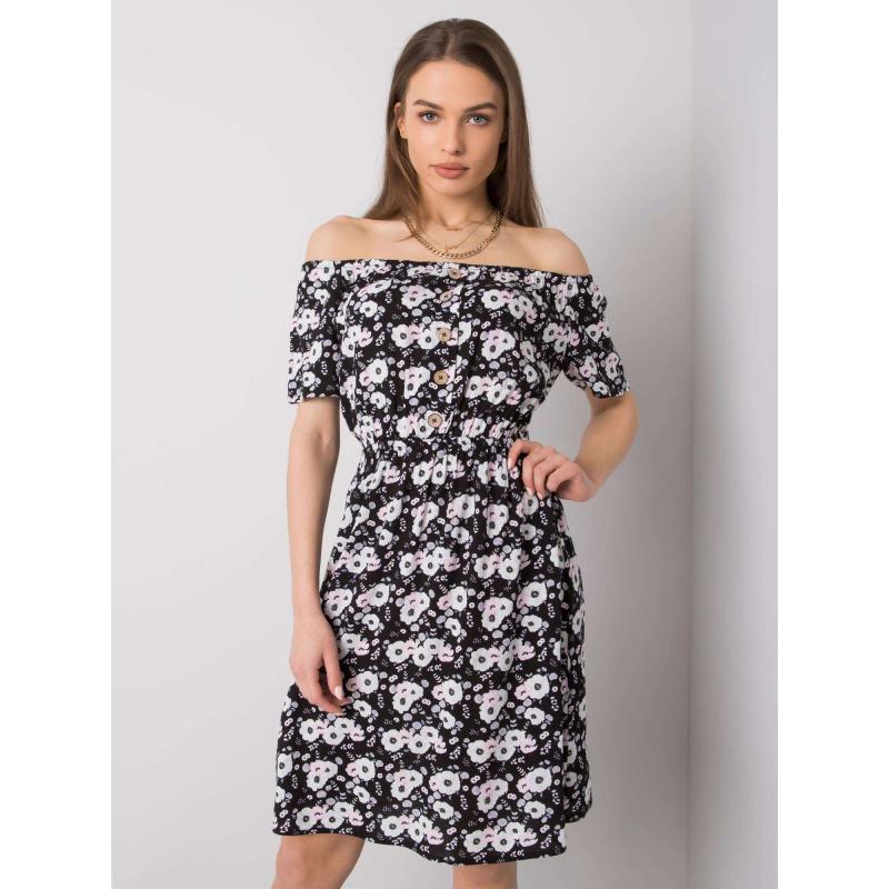 Dámské šaty květinové Savona SUBLEVEL černé  