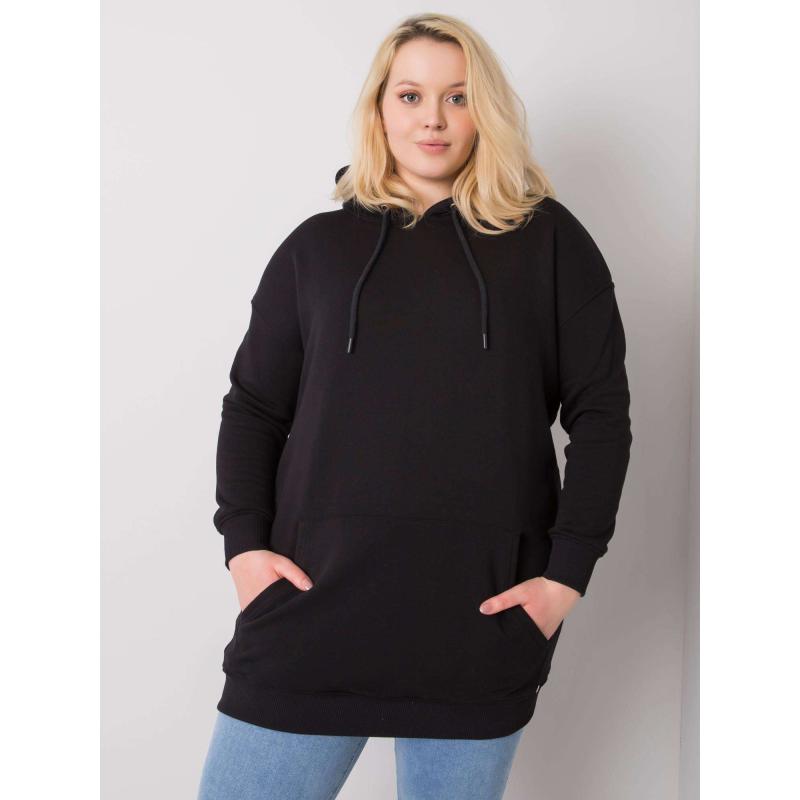 Női kapucnis pulóver plus size LUNA fekete
