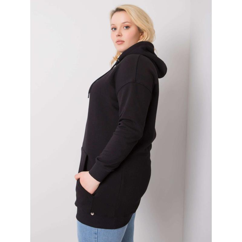 Női kapucnis pulóver plus size LUNA fekete