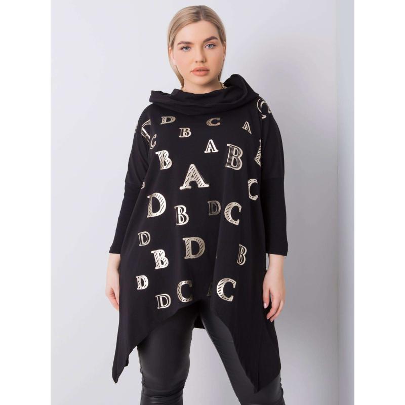 Női kapucnis plus size blúz AINA fekete