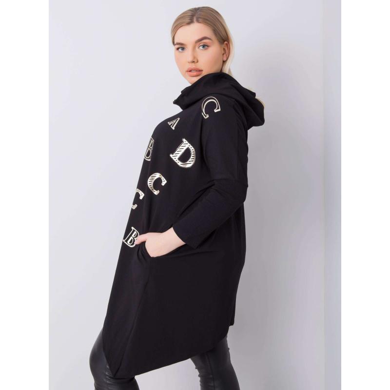 Női kapucnis plus size blúz AINA fekete