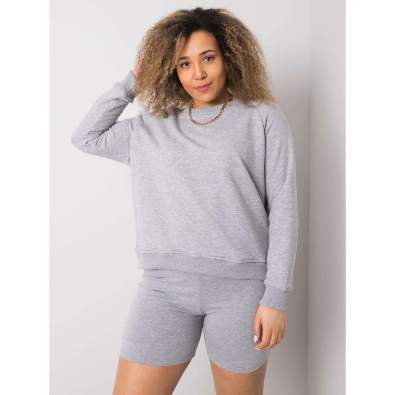 Női plus size pamut kapucnis pulóver DONNA szürke