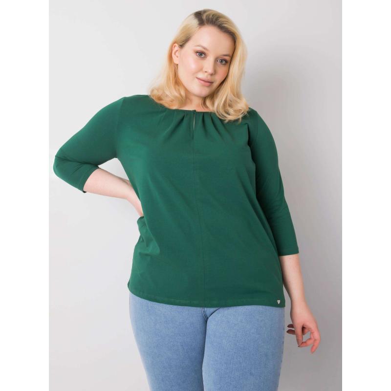 Női plus size pamut blúz JODIE sötétzöld