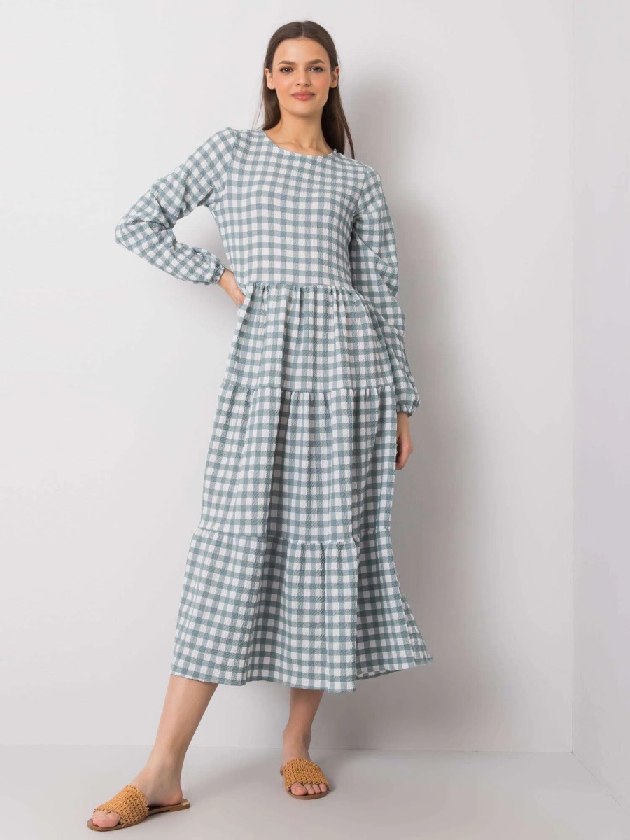 Dámske šaty Pasadena RUE PARIS Mint Green Plaid