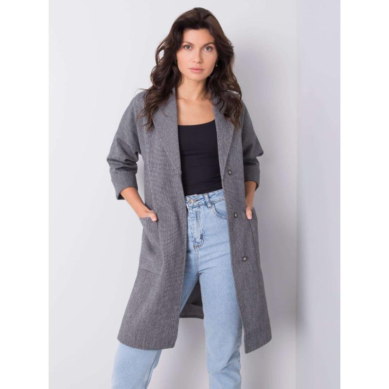 Dámský kabát kostkovaný CALLA šedý 