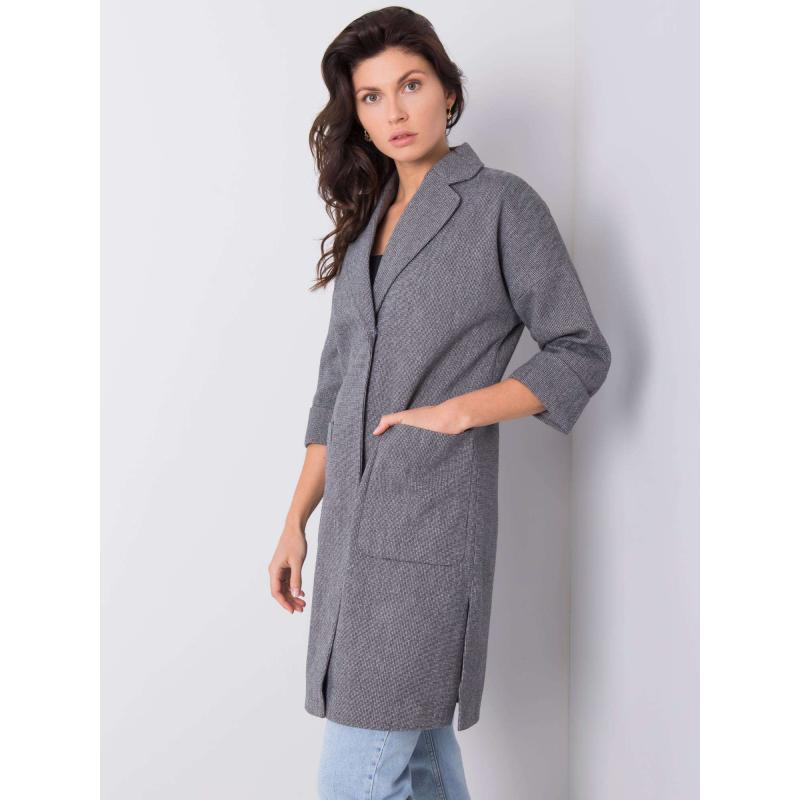 Dámský kabát kostkovaný CALLA šedý 