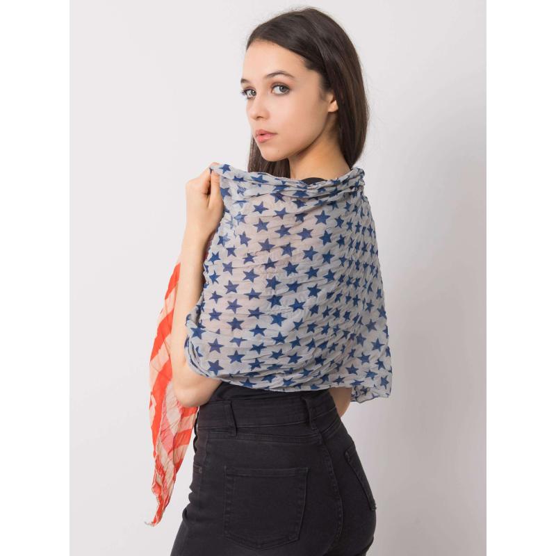 Női sál RAUL kék és piros nyomtatással