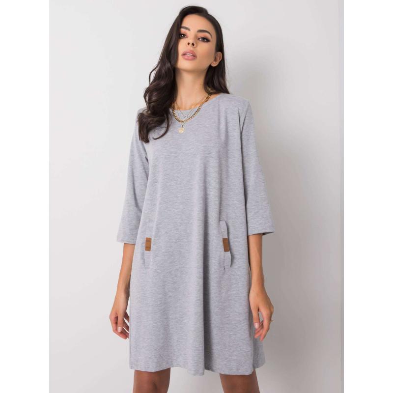 Női hátul rakott ruha DALENNE szürke