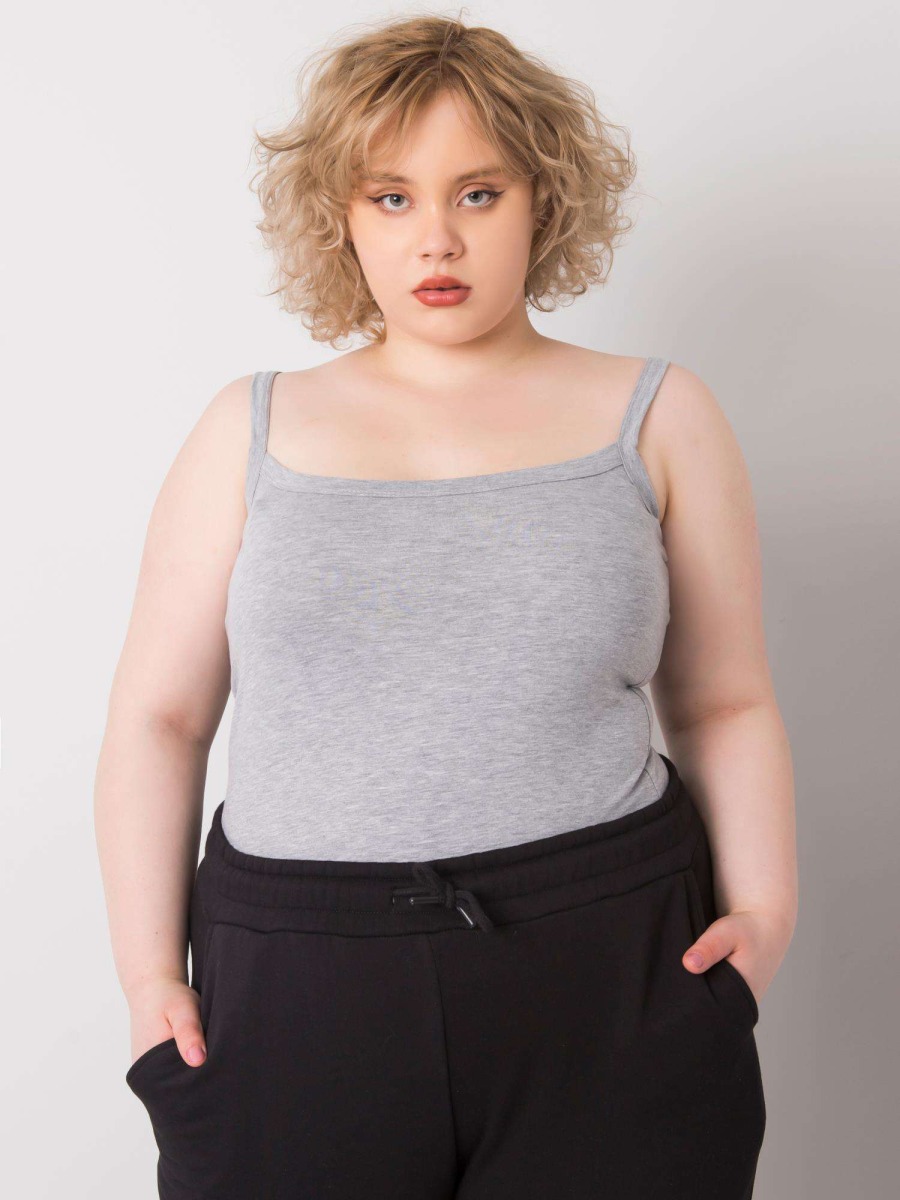 Dámský top plus size s ramínky Scarlette šedý  