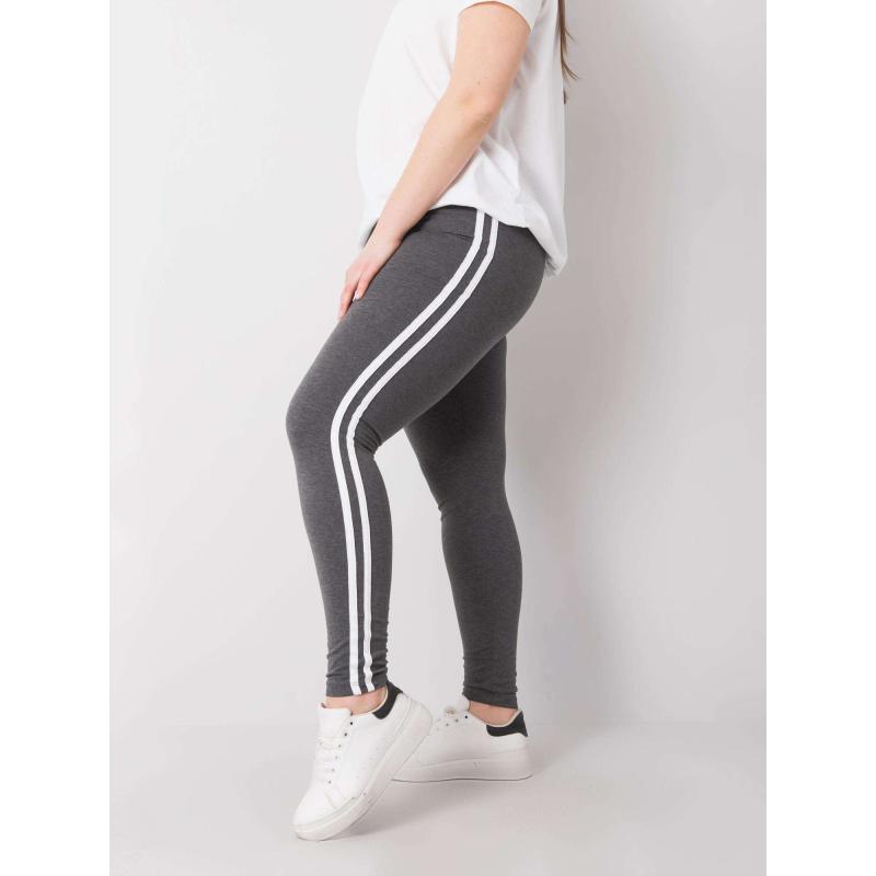 Dámské legíny melanžové bavlněné plus size MILLIE tmavě šedé  