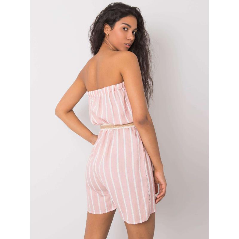 Női csíkos kezeslábas Soledad RUE PARIS rózsaszín és fehér