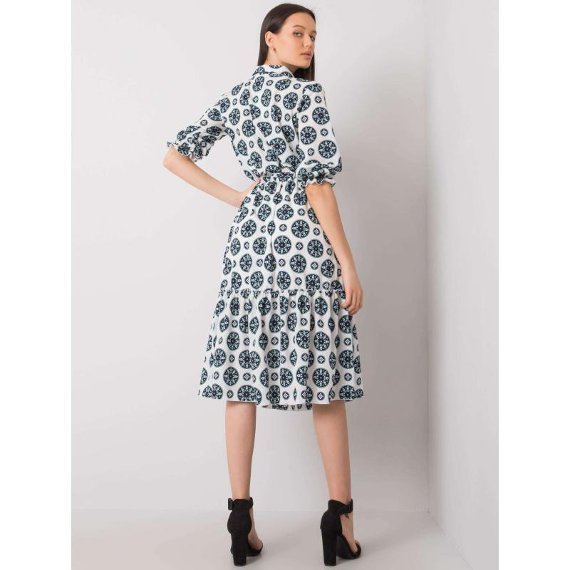 Dámské šaty s potiskem od AVELINA bílé a mátové 