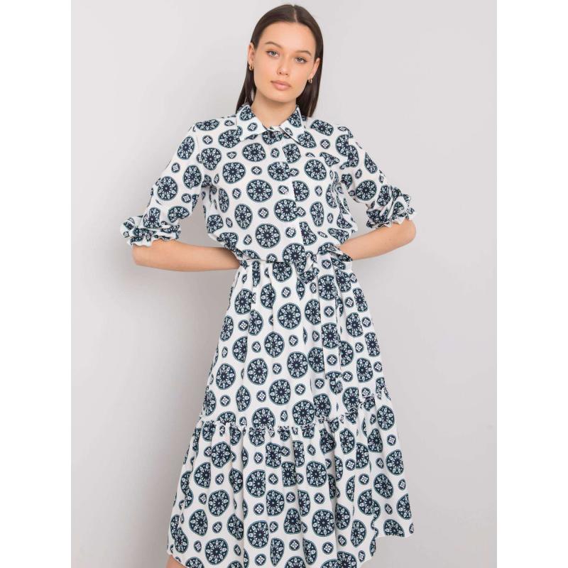 Dámské šaty s potiskem od AVELINA bílé a mátové 