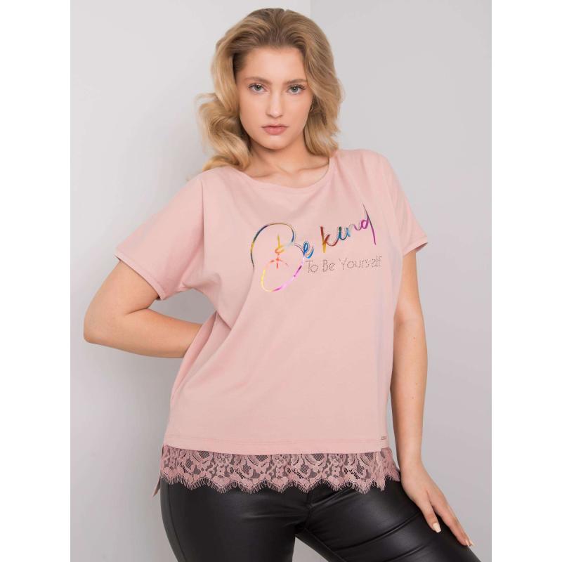 Dámska blúzka plus size s čipkou MADGE pink