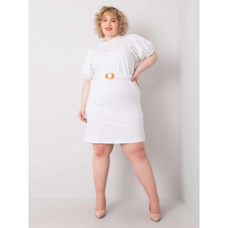 Dámske plus size šaty s opaskom MYLAH white