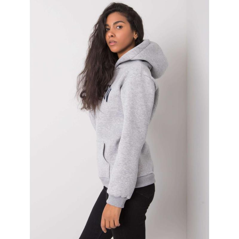 Dámská mikina melanžová s kapucí Khianna RUE PARIS šedá 