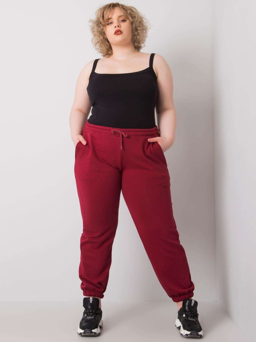 Dámské tepláky s kapsami plus size Ainhoa bordó 