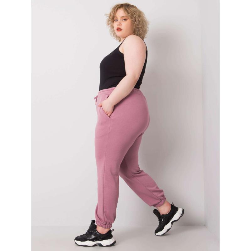 Dámské tepláky bavlněné plus size AINHOA špinavě růžové 