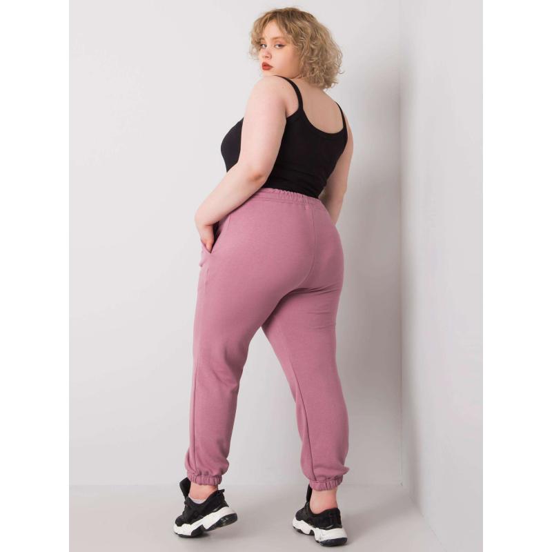 Dámské tepláky bavlněné plus size AINHOA špinavě růžové 