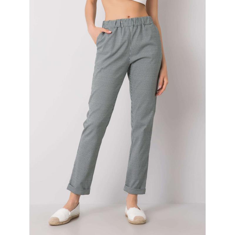 Dámske kockované nohavice NOREEN čierno-zelené