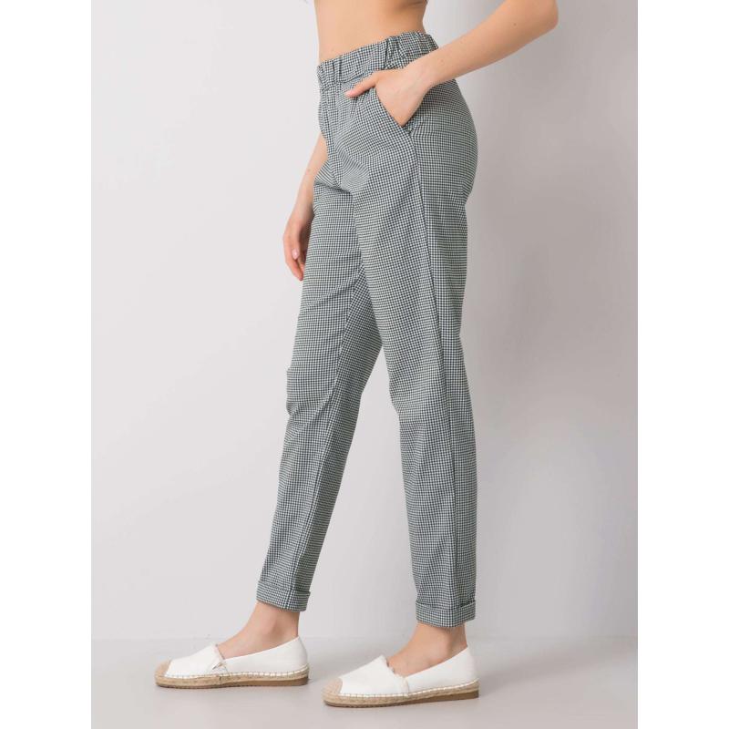 Dámske kockované nohavice NOREEN čierno-zelené