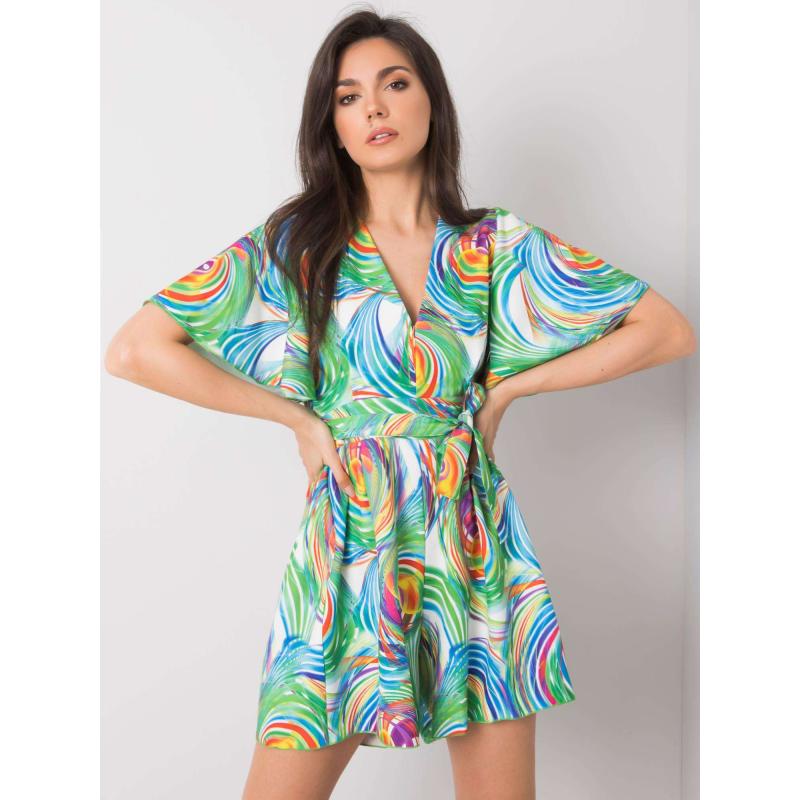 Női színes, mintás kezeslábas Teodora RUE PARIS fehér