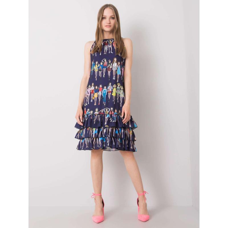 Női Mariangela RUE PARIS ruha tengerészkék