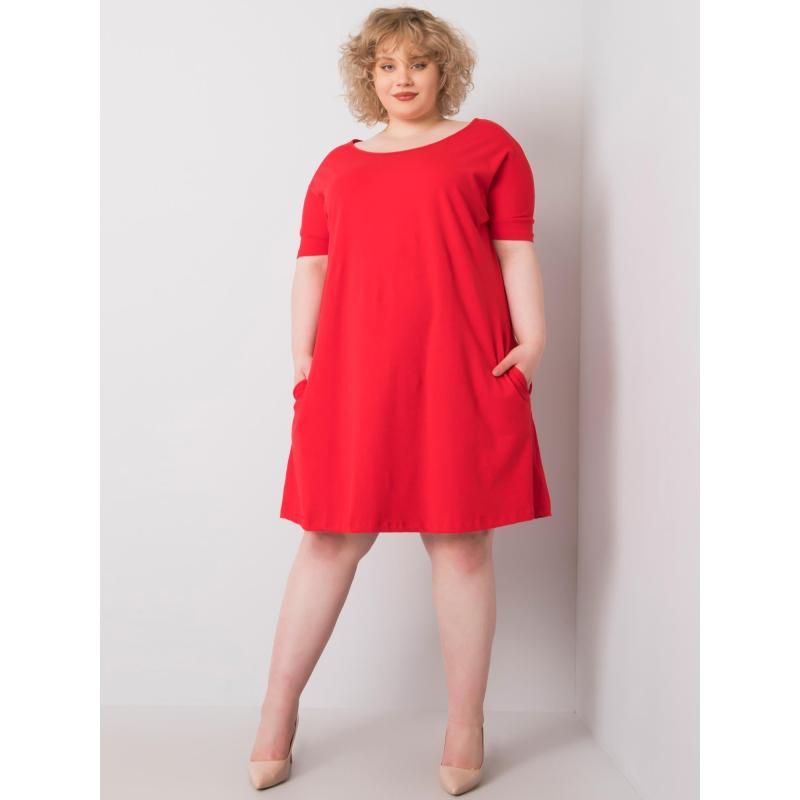 Dámské šaty s krátkými rukávy plus size BELLAMY červené 