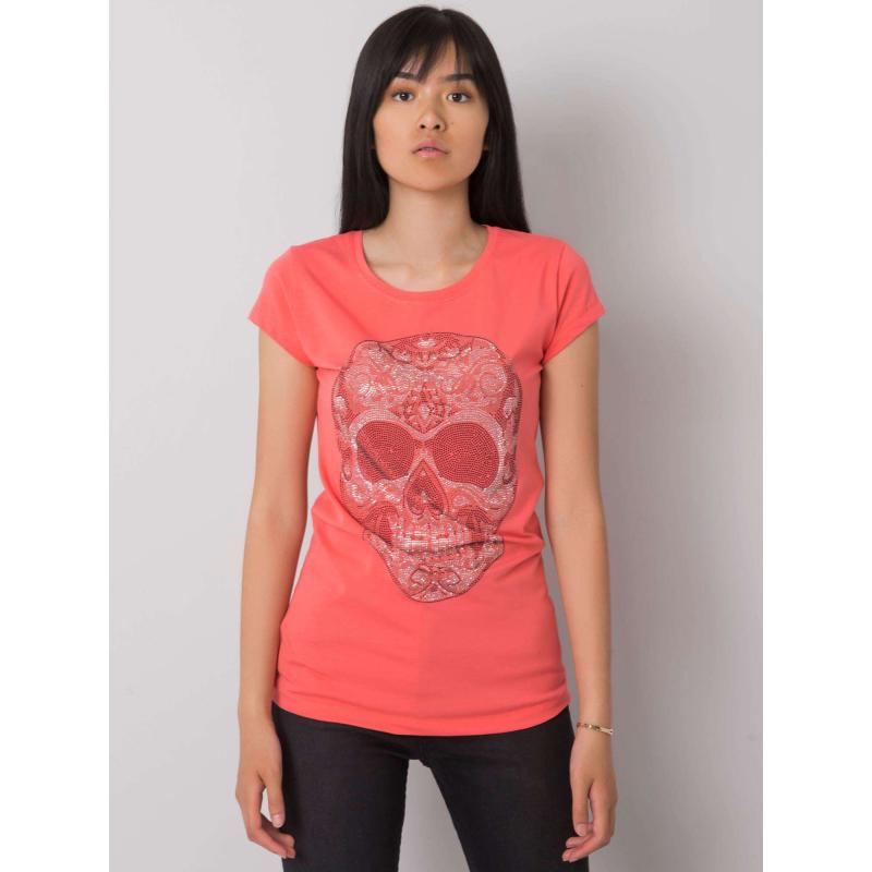 Női póló SKULL korall színben