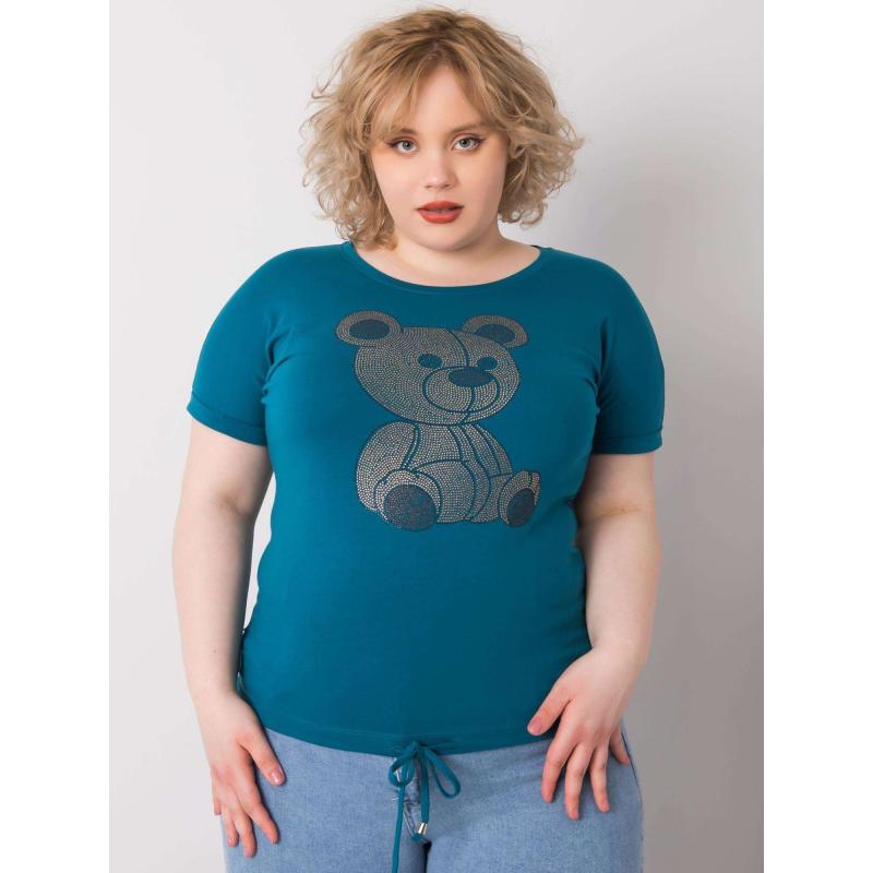 Dámská halenka s kamínky plus size LUCE modrá