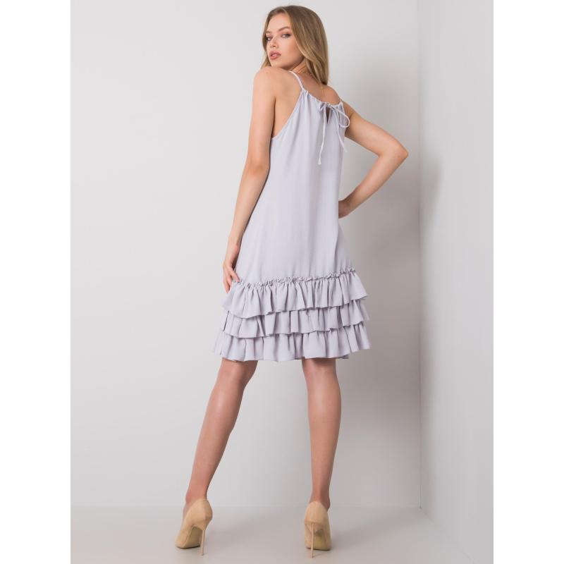 Dámské šaty s volánem Routh RUE PARIS světle šedé
