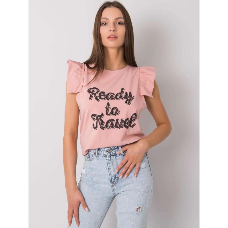 Női póló nyomtatott BEVERLY világos rózsaszínű